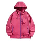 Herren Windbreaker Wasserdicht Funktionsjacke Männer Herbstjacke Outdoor Reißverschlusstaschen Einfarbig Übergangsjacke Sportjacke Softshelljacke Blouson Oberteil mit Kapuze 03 Rosa M