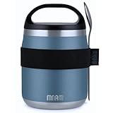 mnam Thermobehälter Essen 600 ml Lunxgo - Lunchbox Thermo - Thermo Essensbehälter - Isolierbehälter mit Löffel - Edelstahl Warmhaltebehälter Speisegefäß für Speißen - Thermobox