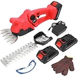 Akku Strauchschere 21V, 2-in-1 Handheckenschneider, 1260 U/min Elektrischer Kabelloser Buschschneider für Garten & Rasen, inkl. 2×2500mAh Akkus & Ladegerät (Rot)