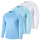 ZENGVEE 3er Pack UV Shirt Herren Rashguard UPF 50+ UV Schutz Shirt Schwimmshirt Herren Lässig Sonnenschutz Sport Tshirt Männer Atmungsaktiv für Wasser Surfen Schwimmen (0618-Blue White Lake-L)