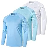 ZENGVEE 3er Pack UV Shirt Herren Rashguard UPF 50+ UV Schutz Shirt Schwimmshirt Herren Lässig Sonnenschutz Sport Tshirt Männer Atmungsaktiv für Wasser Surfen Schwimmen (0618-Blue White Lake-M)