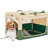A 4 Pet Hundebox faltbar für mittlere große Hunde, Leichte Hundetransportbox Auto einstellbare Kompatibilität, tragbare Kennel Hund mit integriertem Aluminium Rahmen (M, Grün)