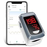 HOLFENRY Bluetooth Pulsoximeter Fingeroximeter mit APP, Sauerstoffsättigung Messgerät Finger, Blutsauerstoffmessgerät Finger für Herzfrequenz, Kostenlose APP(Gray)