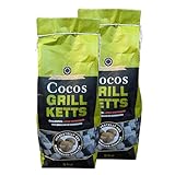 Kokosnuss Cocos Grillbriketts Premium Qualität aus Kokos-Kohle | 6kg 9kg 12kg 15kg | extra Lange Brenndauer | Umweltfreundlich & Raucharm + GRATIS HL Kauf Block (6kg + 1 HL Kauf Block)