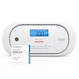 X-Sense Kohlenmonoxid Melder mit digitalem LCD-Display, CO Melder mit austauschbarer 5-Jahres-Batterie und Spitzenwertspeicher, XC01-R