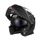 ORIGINE Motorradhelm Bluetooth Klapphelm Integralhelm ECE Mit Doppelvisier (SOLID MATT Black,L)