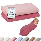 furora BABY Mullwindeln & Pucktuch 120x120 cm XXL (weiche Musselin Bio-Baumwolle) Oeko-TEX 100 Mulltücher Baby | saugtark + 60 Grad waschbar | Stoffwindeln Tuch, große Spucktücher (Flower)
