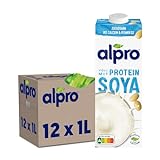 Alpro Sojadrink Original | vegan & laktosefrei | reich an pflanzlichen Proteinen, mit Calcium und Vitaminen, 12er Pack (12 x 1 l) UHT