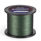 GumMAX Geflochtene Angelschnur, 1600 m/11,3 kg, abriebfeste Superline, kein Dehnen, kleinerer Durchmesser, verwirrt und fängt große Fische besser in Salzwasser und Süßwasser, Schwärzliches Grün, 8