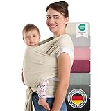 Laleni Tragetuch Baby neugeboren bis 15 kg aus weicher Baumwolle - Babytrage Neugeborene ab Geburt - OEKO-TEX zertifizierte Babytrage Beige - Wickeltuch Baby mit 5,10 m Länge - Baby Trage in Beige