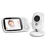GHB Babyphone 3,2 Zoll Smart Baby Monitor mit TFT LCD Bildschirm Nachtsichtkamera und Temperaturüberwachung