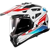LS2 Motocrosshelme Pioneer II Namib white blue red M