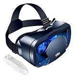 VR Brille für Handy, Virtual Reality 3D Headset, 3D VR Glasses Augenschutz Brille PC Unterhaltung Anti-Blaulicht mit Bluetooth Fernbedienung, kompatibel 5,0-7,0 Zoll für iPhone Samsung Android