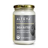 Alteya Organic Bio Sheabutter 300 g – USDA Organic Zertifiziert 100% Rein Vegan – alle Hauttypen, Natürliche Körperbutter - Gesicht, Lippen, Haare - Pflegt, Schützt, Befeuchtet