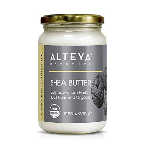 Alteya Organic Bio Sheabutter 300 g – USDA Organic Zertifiziert 100% Rein, Vegan – Natürliche Körperbutter, alle Hauttypen, Gesicht, Lippen, Haare Pflegt, Schützt, Spendet, Feuchtigkeit