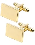 Jonwo Rechteck Glänzend Manschettenknöpfe Herren In Geschenkbox Klassisch Hochzeit Cufflinks Manschettenknöpfe Hemd Tanzparty Ferien Jubiläum Kleid (Golden)