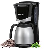 Clatronic® Kaffeemaschine mit Thermokanne | Kaffeeautomat für 8-10 Tassen Filterkaffee | Tropfstopp & Auto-Abschaltung | Filtereinsatz herausnehmbar | Wasserstandsanzeige | 1 Liter | KA 3327 schwarz