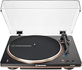 Audio-Technica AT-LP70XBT Vollautomatischer, kabelloser Plattenspieler mit Riemenantrieb (Schwarz/Bronze)