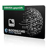 DEKRA geprüfte RFID Blocker Karte I Neuste E-Field Störsender-Technologie - zum Schutz vor Datendiebstahl I extra dünne Karte mit 0,8 mm für jede Geldbörse I Kartenschutz I NFC Schutz (1)