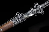 112 Zentimeter mittelalterlicher, silberner doppelköpfiger Drache, und zwar im stahlturm Von damaskus, Katana Tang, selbst kämpfer für die Kung-fu-Kampfkunst