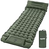 ROPODA Isomatte Selbstaufblasend Outdoor, Isomatte Camping mit Fußpresse Pumpe, Wasserdicht Camping Matte, Ultraleicht Isomatte mit Kissen für Outdoor, Camping, Wandern (Grau)