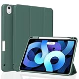 Figair Hülle für iPad Air 11 Zoll M2 (2024) 6. Generation, iPad Air 5./4. Generation 10,9 Zoll 2022/2020, Weicher TPU Rückseite Schutzhülle, Auto Schlafen/Wecken Hülle mit Stifthalter, Dunkelgrün