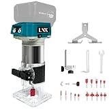 L1NXIXI Akku Oberfräse für Makita 18V, 800W Akku kantenfräse mit Bürstenloser Motor, 30.000 U/min, 6 Geschwindigkeiten, 6,35mm Durchmesser, 18V oberfräsen Akku mit 15 Stück 1/4' Fräser (ohne Akku)