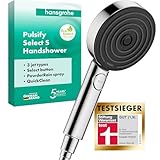 hansgrohe Pulsify Select S - wassersparender Duschkopf 9 l/min (EcoSmart), Handbrause mit 3 Strahlarten (Relaxation Version), Duschbrause (105mm), Sparduschkopf mit Antikalk-Funktion, Chrom, 24111000