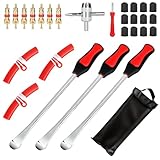 BBWELL Reifenheber Reifen Montiereisen 28pcs Anzüge,Rad Felge Protektoren Tool Kit,Reifen Montage Werkzeug,3 Reifen Hebel Werkzeug Löffel,12 Reifenventilkappen,Für Motorrad/Fahrrad/Wagen Reifen