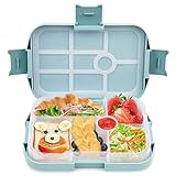 Bugucat Lunchbox Kinder, 1000ML Brotdose mit 6 Fächern Unterteilten, Bento Box Brotbüchse Brotzeitbox Robust und Auslaufsicher Luftdichte, Frühstücksbox Geeignet für Mikrowellen und Spülmaschinen,Blau