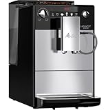 Melitta Latticia OT - Kaffeevollautomat mit Milchsystem, Kaffeemaschine mit Mahlwerk für z. B. Kaffee oder Cappuccino, silber/schwarz