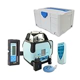 hedue® Rotationslaser S3 - Digitaler Neigungslaser im Systainer mit Laserempfänger E4, Fernbedienung und USB-Ladegerät &-Kabel, Laufzeit bis zu 60h