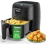 Aigostar - Hayden X Heißluftfritteuse 4L, 9 Programme Airfryer 1500W, LED-Touchscreen, 60-Minuten-Timer, Intelligente Vorheizung, Shake-Erinnerung, ölfrei Heissluftfriteuse, BPA-frei, Schwarz