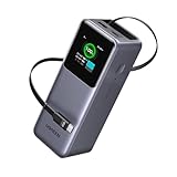 UGREEN Nexode Power Bank 20000mAh, 165W Schnellladen, 65cm einziehbares Kabel, Kompatibel mit iPhone 16/15 Serie, Galaxy S25, MacBook, Dell Laptop und mehr