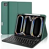 Tastaturhülle für iPad Pro 11 Zoll (M4, 2024), AZERTY, Französisch, Bluetooth-Tastatur, magnetisch, abnehmbar, mit Stifthalter, für iPad Pro 11 Zoll (5. Generation) 2024, Dunkelgrün