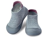 Dookeh Krabbelschuhe Baby, Lauflernschuhe Kinder, rutschfeste Hüttenschuhe Sockenschuhe für Mädchen Junge (A3-Grau, EU Schuhgrößensystem, Kleinkind, Alter (von/bis), M, 12 Monate, 18 Monate)