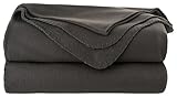 Tarrington House Fleecedecke 150x200cm Kuscheldecke Wohndecke + 1 HL Kauf Notizblock (Anthrazit)