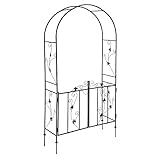 Rosenbogen mit Türe Toren Torbogen Gartentor Rankgitter Rankhilfe Pergola Metall 112x37x214 cm