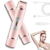 Damenrasierer für Frauen, 2-in-1 elektrischer Bikini-Trimmer, wiederaufladbar, Doppelköpfig, Haar-Bikini-Trimmer, Bein, Arm, Körper, Gesicht für Frauen, IPX7 wasserdicht, waschbarer Kopf, nass und