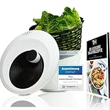 Thiru Salatschleuder Premium 5L - Innovative 3D Kurbel - rutschfeste 2in1 Schleuder & Salatschüssel - Ausgezeichnet mit Note sehr gut - 5L groß - BPA FREI - inkl. eBook