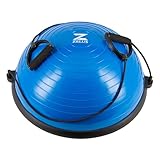 ZELUS Balance Ball Trainer Anti-Rutsch Balance Ball Halbkuge mit Widerstandsbändern Gymnastikball für Yoga Fitness, Krafttraining, Core Training, Gleichgewichtstraining(Blau)