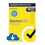 Norton 360 Premium 2024, Premium + Utilities Ultimate,10 Geräte, Antivirus, Secure VPN, 1-Jahres-Abonnement, PC,Mac,Android,iOS, Aktivierungscode per Email
