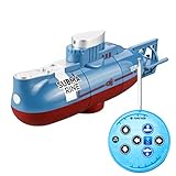 RC Mini U-Boot 6 Kanäle Fernbedienung Unter Wasser Schiff RC U-Boot Modell Kinder Lernspielzeug Geschenk Kinder (Blau)