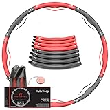 RHINOSPORT Hula Hoop Reifen Erwachsene anfänger 1,2 kg rot abnehmen Kinder mit massband Massage 8 Teile Segmente Abnehmbarer für Fitness/Training/Bauchmuskelkonturen