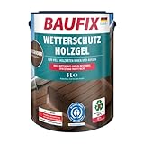 BAUFIX Wetterschutz-Holzgel palisander, seidenglänzend, 5 Liter, Holzlasur, tropfgehemmte Holzlasur, für alle Holzarten, witterungsbeständig