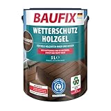 BAUFIX Wetterschutz-Holzgel palisander, seidenglänzend, 5 Liter, Holzlasur, tropfgehemmte Holzlasur, für alle Holzarten, witterungsbeständig