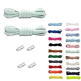 Rhys 2-Sätze Premium Elastische Schnürsenkel mit Metallkapsel Einstellbare Schnürsenkel Ohne Binden, Schnellschnürsystem，100cm Lang, für Sneaker, Laufschuhe, Sporschuhe (Hellgrün)