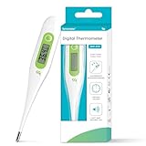 Digitales Fieberthermometer, Rektal, Oral, Achselthermometer Fieber Thermometer für Baby Kinder Erwachsene, Genaue und Schnelle Ablesungen, Wasserdichte Sonde, grün