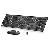 cimetech Tastatur Maus Set Kabellos, Ultra-Dünne Wiederaufladbare Kabellose Tastatur und Maus Ergonomisch Funktastatur QWERTZ Layout, Ultra SlimThin für Computer/Desktop/PC/Laptop/Windows (Schwarz)