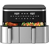 Heißluftfritteuse Doppelkammer 11L Airfryer, XXL Heissluftfriteuse mit 2 Körbe, 7L/4L, Hauptgericht und Beilage zugleich, 2600W, 10 Programme, Touchscreen, Shake-Erinnerung